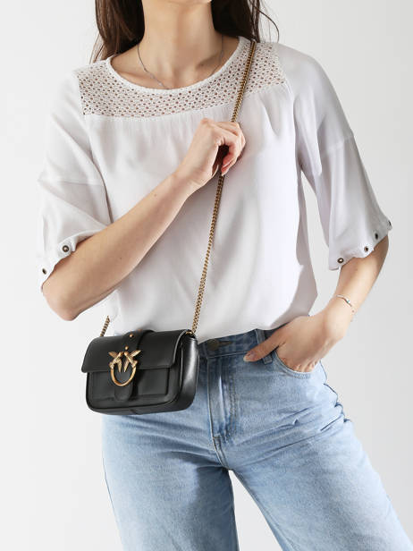 Sac Bandoulière Love Bag Icon Cuir Pinko Noir love bag icon A0F1 vue secondaire 1