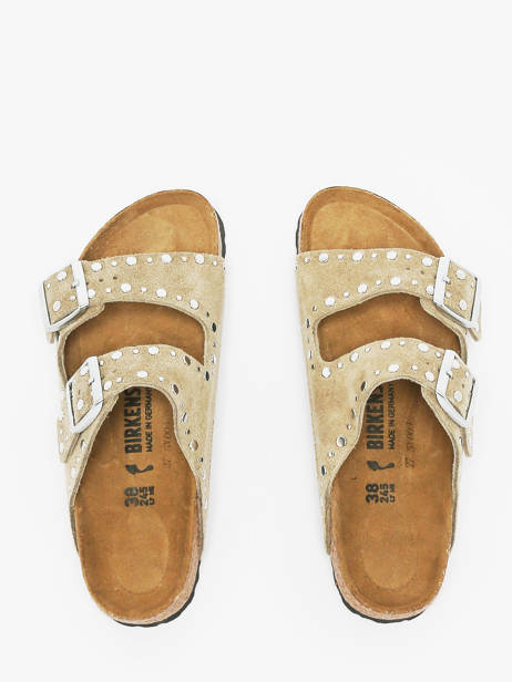 Slippers Arizona Rivet In Leather Birkenstock Brown women 1029390 other view 3