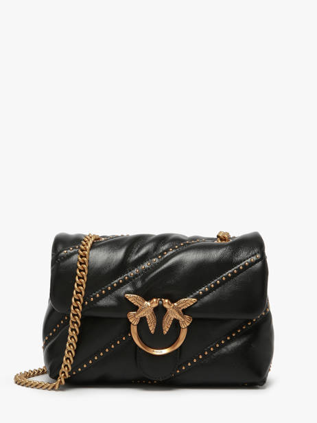 Sac Bandoulière Love Bag Puff Cuir Pinko Noir love bag puff A26T