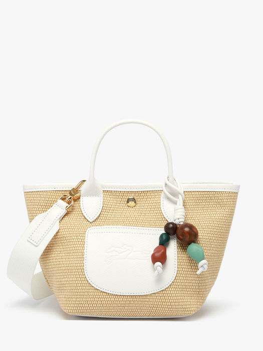 Longchamp Le panier pliage perles Sacs porté travers Blanc