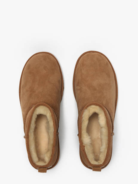 Boots Classic Ultra Mini En Cuir Ugg Marron men 1137391 vue secondaire 3