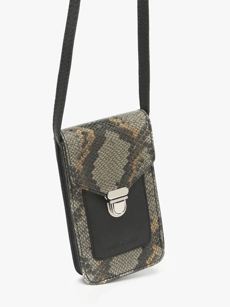 Le Porte-téléphone Python Cuir Paul marius Noir python TELEPPYT vue secondaire 2
