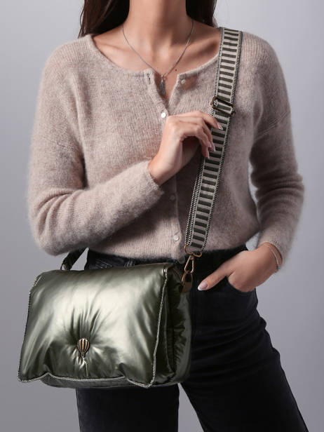 Sac Bandoulière Doudoune Le voyage en panier Vert doudoune AHP233 vue secondaire 1