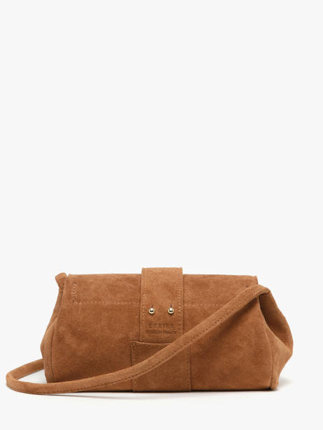 Sac Bandoulière S Agnes Cuir Velours Etrier Marron agnes EAGV205S vue secondaire 7