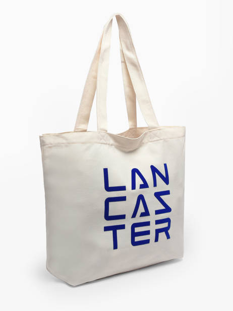 Shoulder Bag Tote Bag 3 Lines Cotton Lancaster Beige tote bag 3 lines 6 other view 2