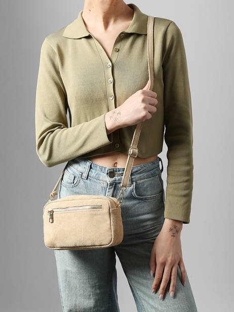 Sac Bandoulière Velvet Cuir Milano Beige velvet VE25115 vue secondaire 1