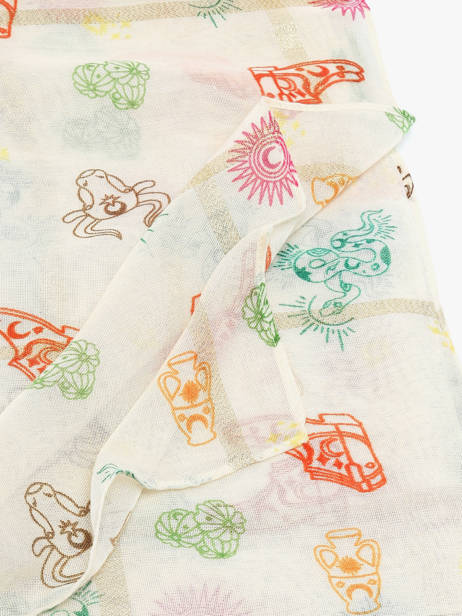 Scarf Far West 120x120cm Pieces Beige tasselo 17146404 other view 1