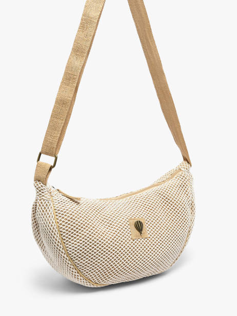 Sac Bandoulière Resille Coton Le voyage en panier Beige resille PM943 vue secondaire 1