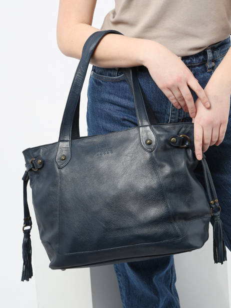 Sac Porté épaule A4 Cow Cuir Basilic pepper Bleu cow 155N vue secondaire 1